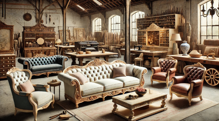 Döşemesi yenilenmiş deri nubuk kadife kapitoneli koltuk takımı ve döşeme atölyesi