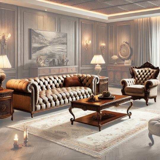 tekli kadife lüks berjer ve deri chester ofis koltuğu